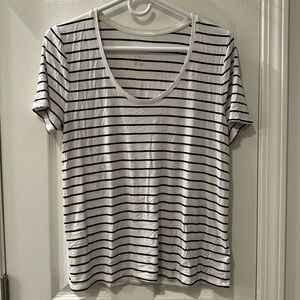 a new day Black and White Striped Tee